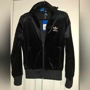 NWT Adidas Black Velour Track Jacket
